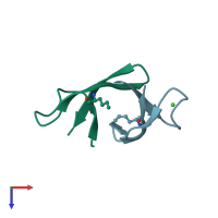 PDB entry 4e83 coloured by chain, top view.