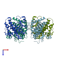 PDB entry 4e8e coloured by chain, top view.