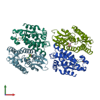 PDB entry 4e8h coloured by chain, front view.