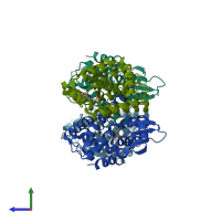 PDB entry 4e8h coloured by chain, side view.