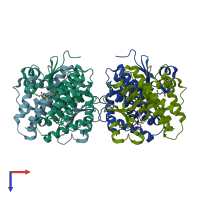 PDB entry 4e8h coloured by chain, top view.