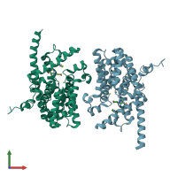 PDB entry 4e90 coloured by chain, front view.