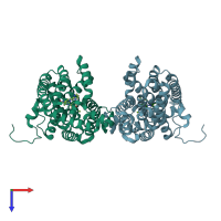 PDB entry 4e90 coloured by chain, top view.