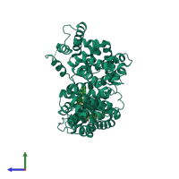 PDB entry 4e99 coloured by chain, side view.