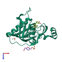 PDB entry 4e9a coloured by chain, top view.