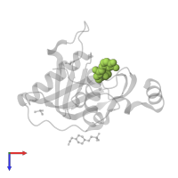 2-phenylethyl (2E)-3-(3,4-dihydroxyphenyl)prop-2-enoate in PDB entry 4e9a, assembly 1, top view.