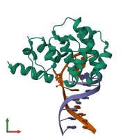 PDB entry 4e9h coloured by chain, front view.