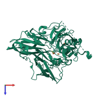 PDB entry 4e9s coloured by chain, top view.
