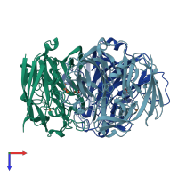 PDB entry 4e9w coloured by chain, top view.