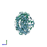 PDB entry 4ea6 coloured by chain, side view.