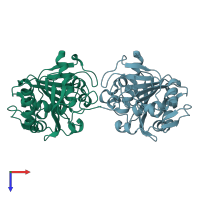 PDB entry 4ea6 coloured by chain, top view.