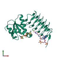 PDB entry 4eab coloured by chain, front view.