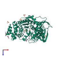 PDB entry 4ead coloured by chain, top view.