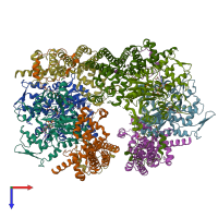 PDB entry 4eah coloured by chain, top view.