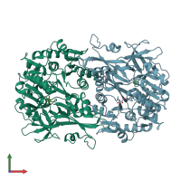PDB entry 4eat coloured by chain, front view.