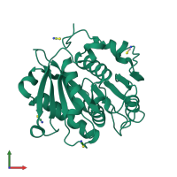 PDB entry 4eb0 coloured by chain, front view.