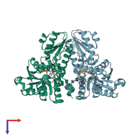 PDB entry 4eb3 coloured by chain, top view.