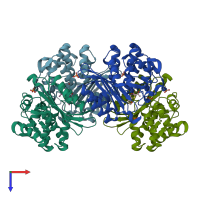 PDB entry 4ebl coloured by chain, top view.