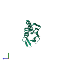 PDB entry 4ec2 coloured by chain, side view.