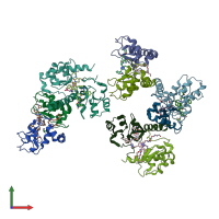 PDB entry 4ec4 coloured by chain, front view.