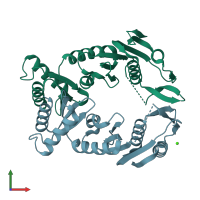 PDB entry 4ec5 coloured by chain, front view.