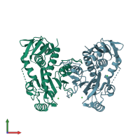 PDB entry 4ecd coloured by chain, front view.