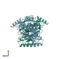 PDB entry 4ecd coloured by chain, side view.