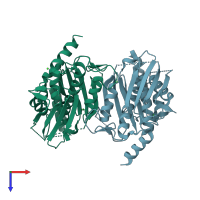 PDB entry 4ecd coloured by chain, top view.