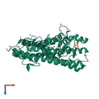 PDB entry 4ecg coloured by chain, top view.