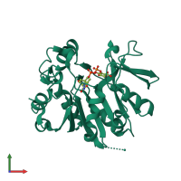 PDB entry 4ecm coloured by chain, front view.