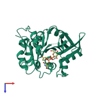 PDB entry 4ecm coloured by chain, top view.