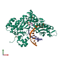 PDB entry 4ecs coloured by chain, front view.