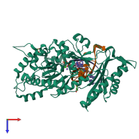 PDB entry 4ed1 coloured by chain, top view.