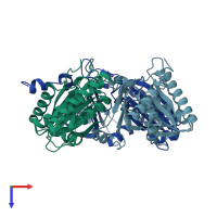 PDB entry 4edi coloured by chain, top view.