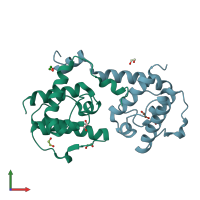 PDB entry 4edm coloured by chain, front view.