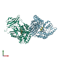 PDB entry 4edq coloured by chain, front view.