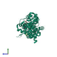PDB entry 4edr coloured by chain, side view.