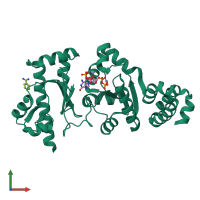 PDB entry 4edt coloured by chain, front view.
