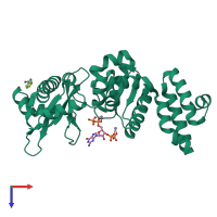 PDB entry 4edt coloured by chain, top view.