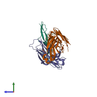 PDB entry 4edw coloured by chain, side view.