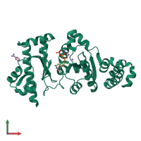 PDB entry 4ee1 coloured by chain, front view.