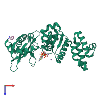 PDB entry 4ee1 coloured by chain, top view.