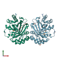 PDB entry 4ee7 coloured by chain, front view.