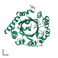 PDB entry 4ee8 coloured by chain, front view.