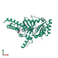 PDB entry 4eeq coloured by chain, front view.