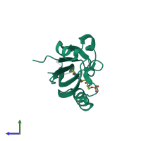 PDB entry 4ees coloured by chain, side view.