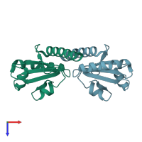 PDB entry 4ef0 coloured by chain, top view.