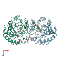 PDB entry 4ef8 coloured by chain, top view.