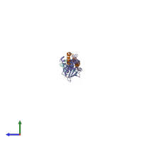 PDB entry 4efa coloured by chain, side view.