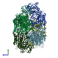 PDB entry 4efd coloured by chain, side view.